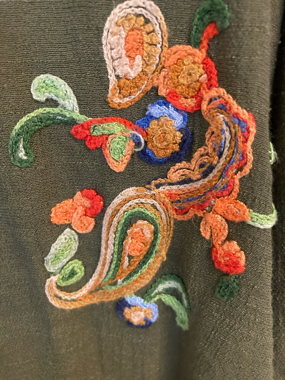 FIGLEAVEN Olive Embroidered Button-Down Blouse - Picture 3 of 8